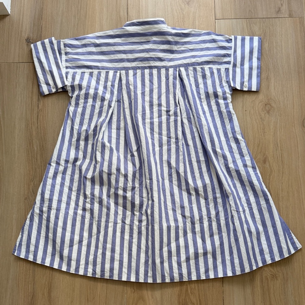 Banana Republic Women Blue White Striped Cotton Popover Shirt Dress XS S - Picture 6 of 6